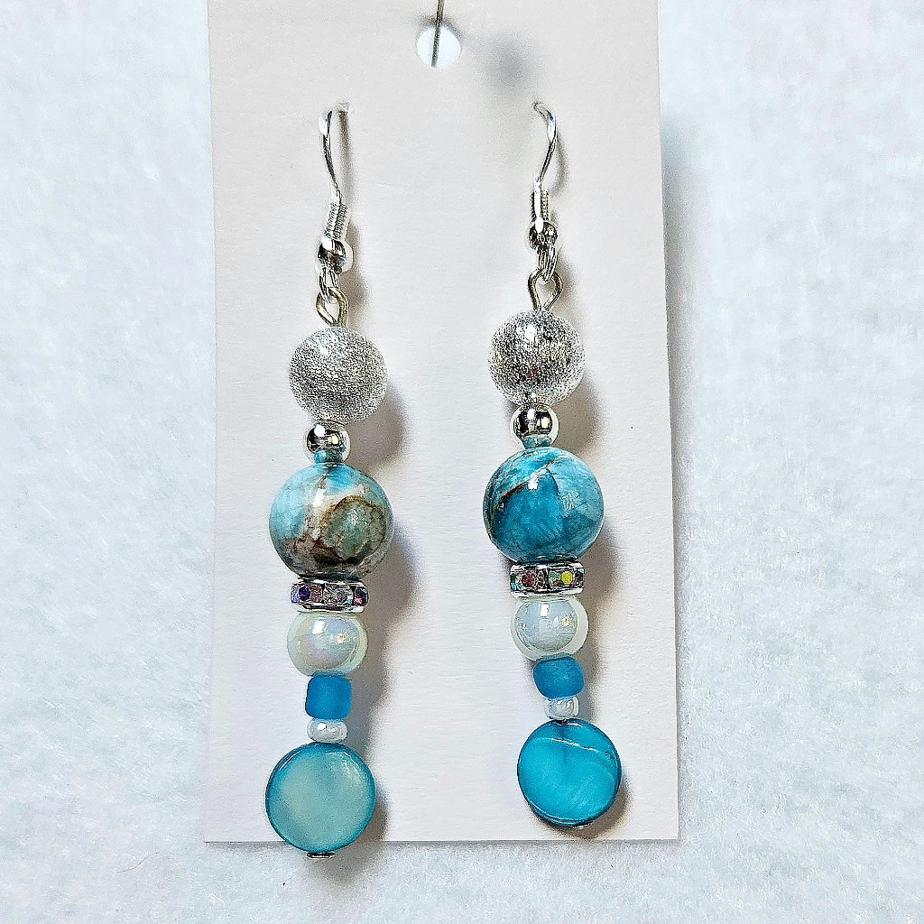 J74 Handmade Blue Apatite And Silver Dangle Earrings
